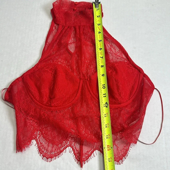 ZARA Red Lace Halter Crop Top Womens Size Large - Picture 6 of 7